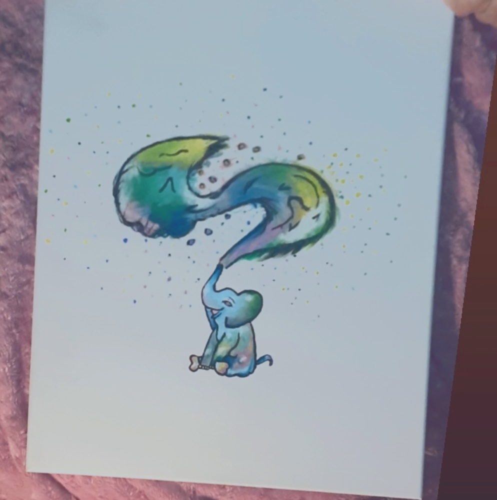 Elephant Swirl Acrylic Painting.